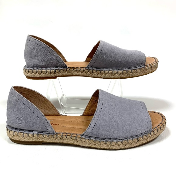 ⭐️SOLD⭐️ Born Seak Peep-Toe D’Orsay Espadrille Shoe Grey Leather Suede Jute - Picture 9 of 15